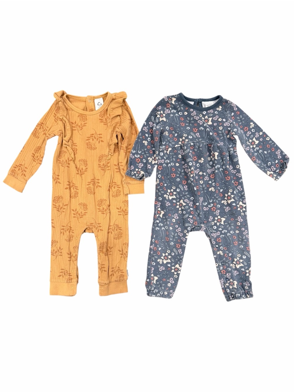 12M Girl’s Floral Long Sleeve Jumpsuits Bundle Lot Of 2 Fall Play